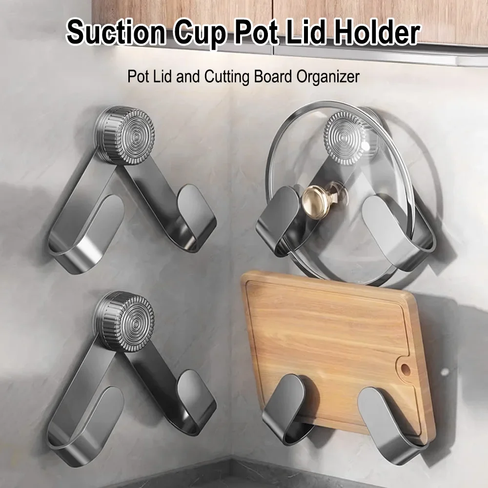 Wandbehang Topfdeckel Rack Pfannenabdeckung Aufbewahrungshalter Schneidebretter und Pfannen Saugnapf Topfdeckel Rack Stanzfrei für die Küche