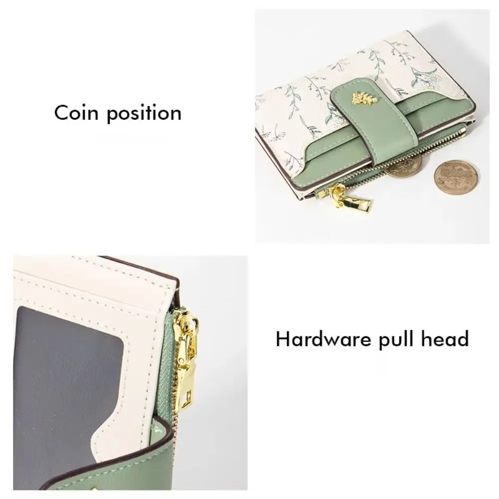 Fashion PU Leather Women Short Wallet Multi-Cards Small Flowers Coin Purse Zipper Hasp Card Bag Holder Women