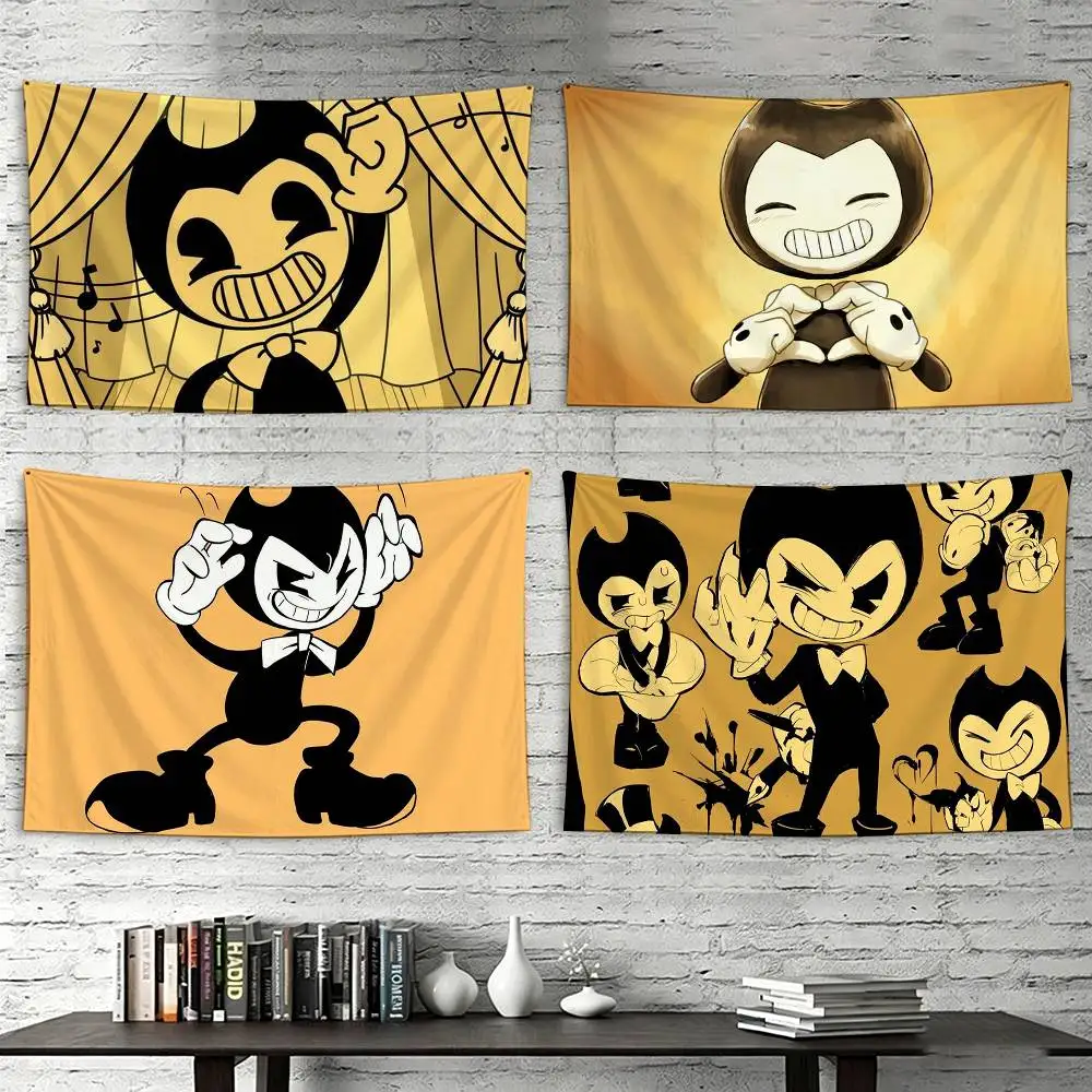 

Game Bendy And The Ink Machine Flags Wall Hanging Tapestry Outdoor Garage Room Decorative flag Background Blanket