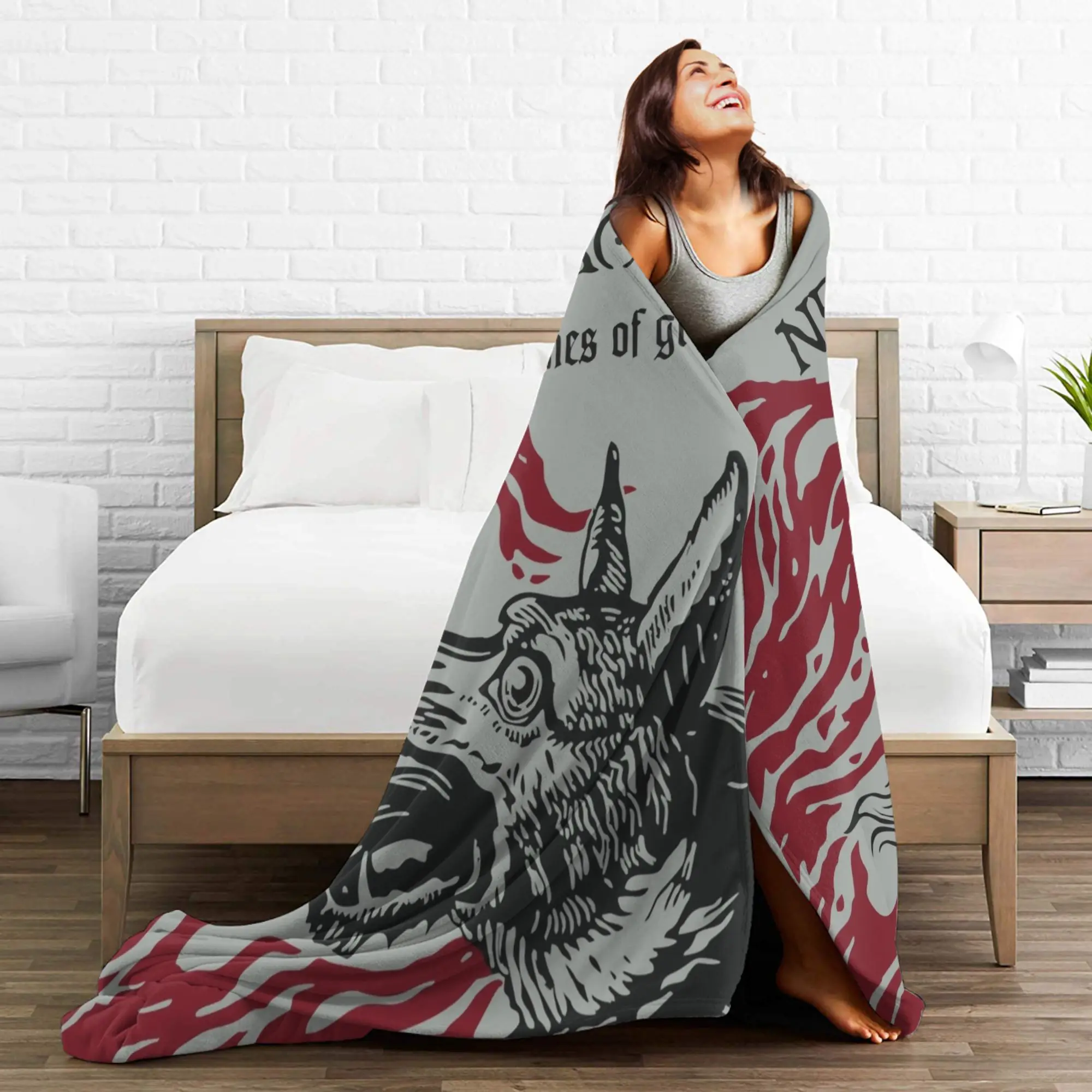 العصب أوقات نعمة الفرقة بطانيات محبوكة مضحك الذئب غامض رمي بطانية السفر الديكور رقيقة المفرش متعددة الوظائف #3