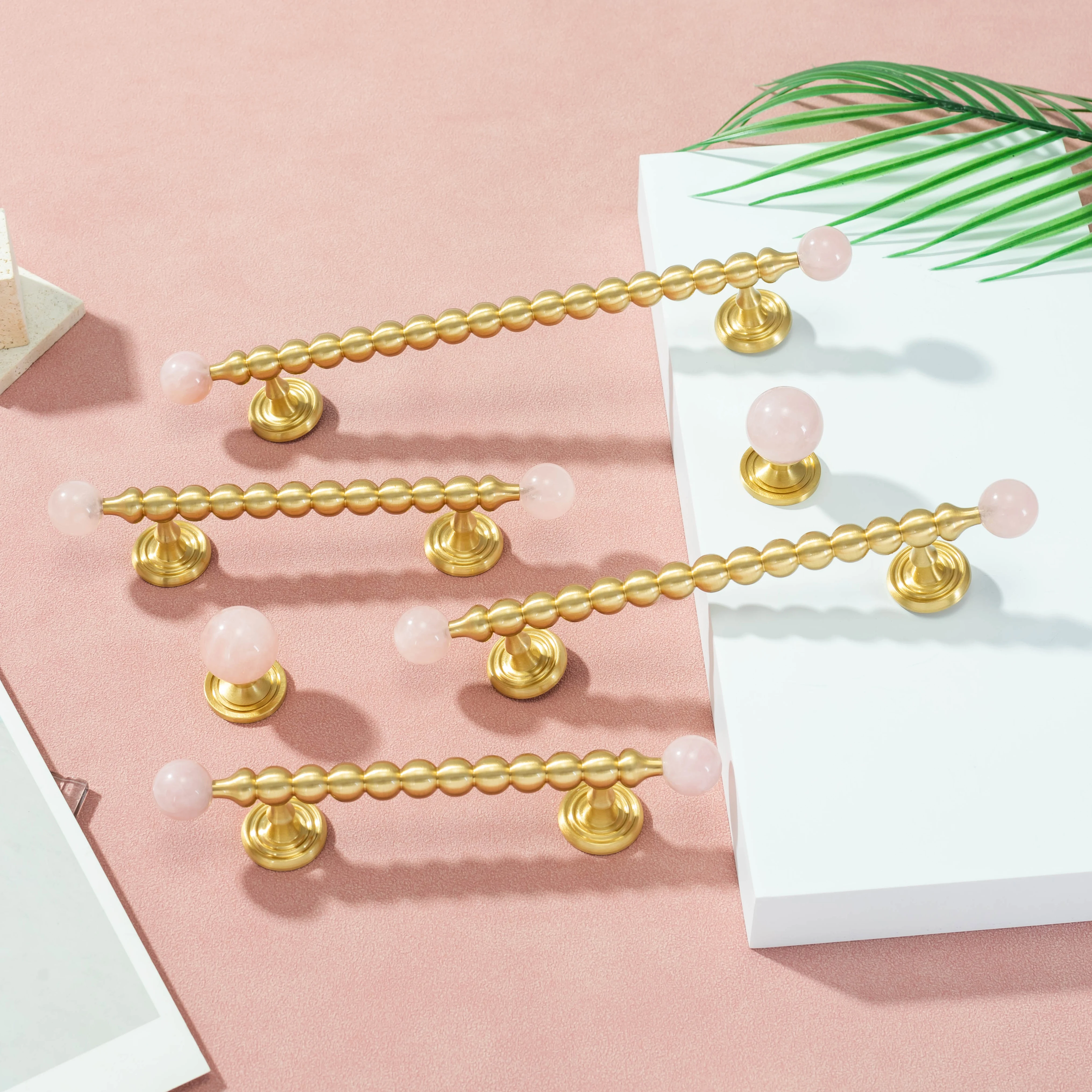Brass with Natural Crystal Cabinet Handles Drawer Knobs Luxury Wardrobe Pulls Modern Furniture Handle Copper Kitchen Accessories