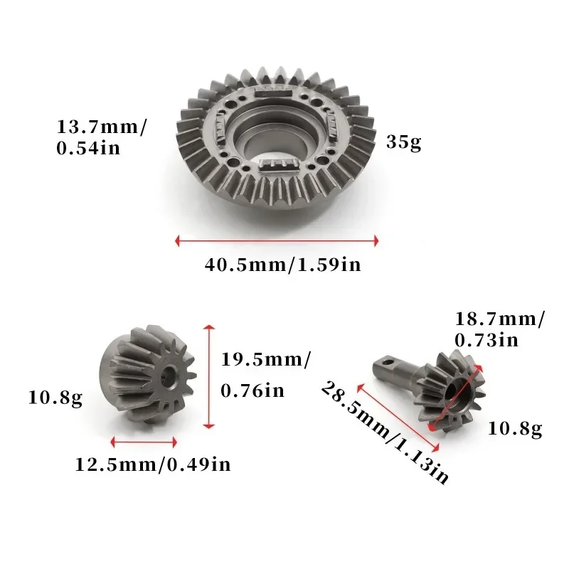 Conjunto de engrenagens de saída de engrenagem de anel diferencial de aço 40cr 8578 8579 para trxs udr ilimitado deserto racer 1/7 rc peças de acessórios de carro