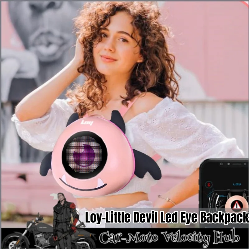 

Loy-Little Devil Led Luminous Eye Backpack Custom Lightweight Hard Shell Mobile App Children Schoolbag Girl Travel Cute Bag