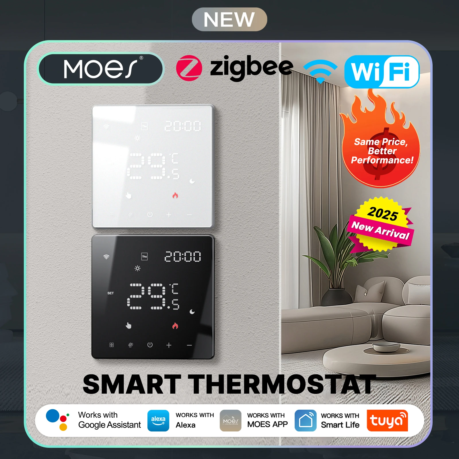 

MOES Tuya WiFi/ZigBee Smart Thermostat Temperature Controller For Water/Gas Boiler/Electric Heating Support Alexa Google Home