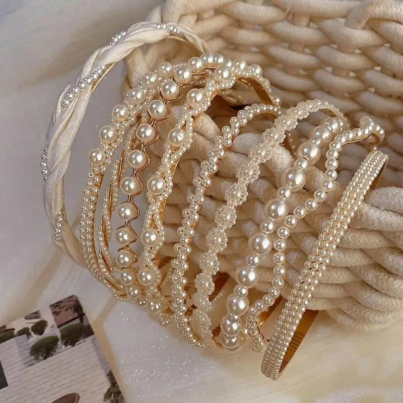 Neue Damen-Haarbänder mit Perlen, Elegantes Süßes Haarband, Einfacher Haarreif, Koreanisches Handgemachtes Hochzeitsgeschenk, Haar-Accessoire – Detail 3