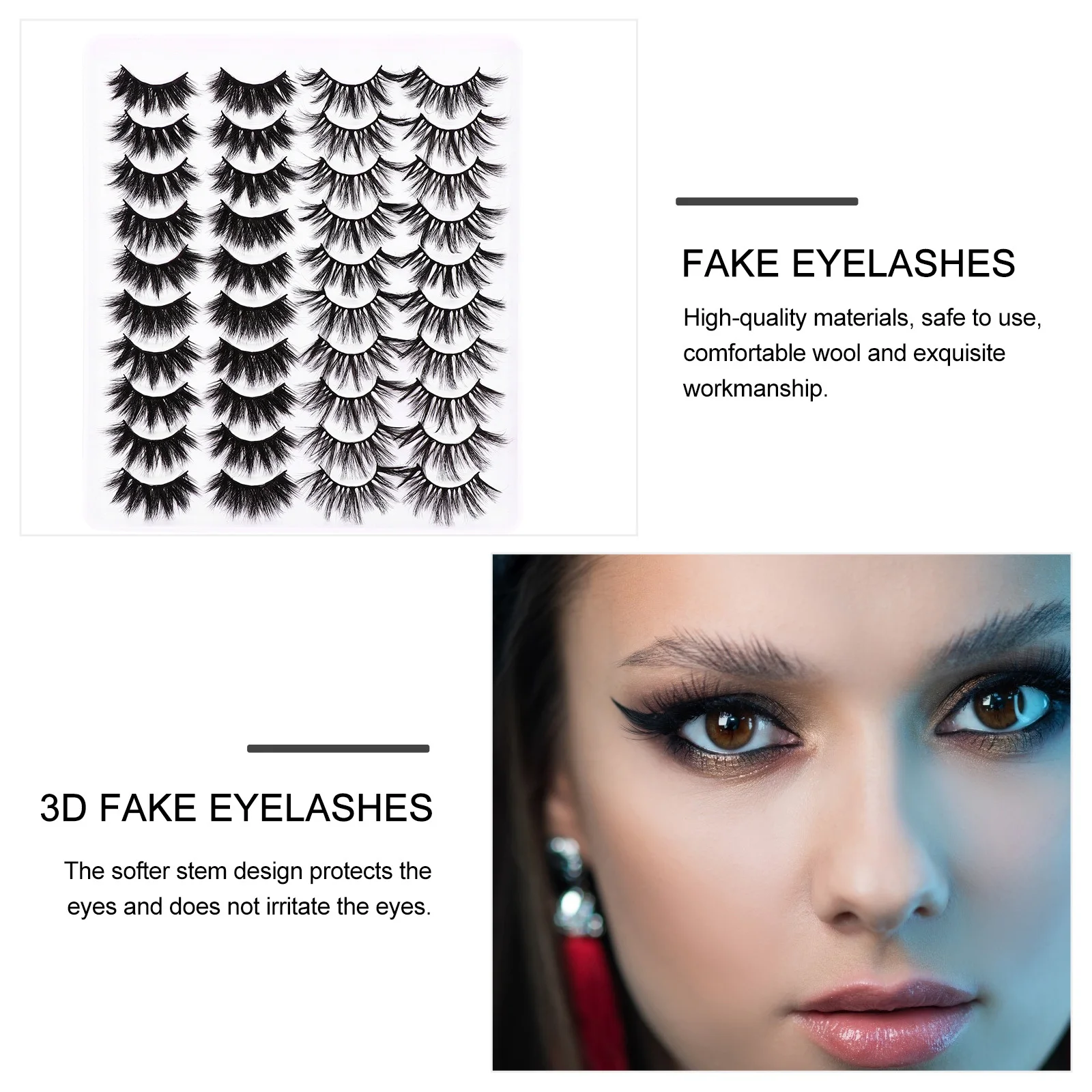 Ensemble de faux-cils naturels 3D pour femmes, cils artificiels croisés épais, longue durée, tenue confortable, outil de maquillage