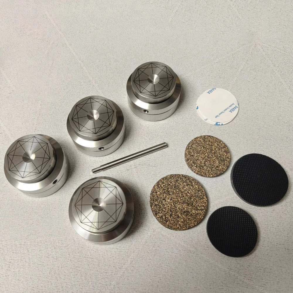 4PCS Speaker Isolation Feet Stainless Steel Vibration Damping Spikes with Ceramic Balls – Adjustable Height 33-40mm