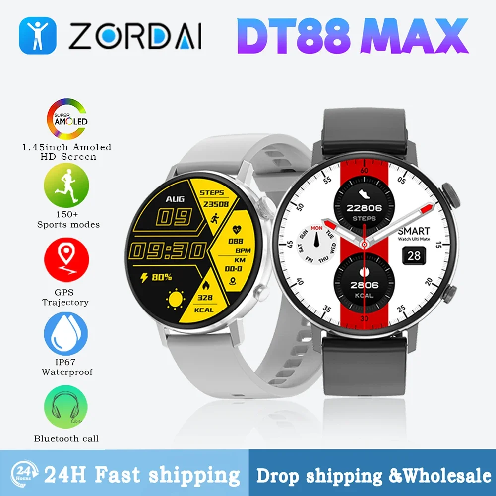 

2024 DT88 MAX Smart Watch AMOLED Heart Rate GPS Sport Ftiness Watch Waterproof NFC AI Voice BT Call Smartwatch for Women Lady