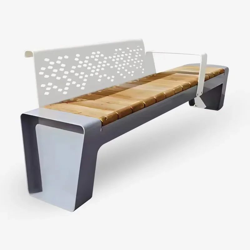Modern Stainless Steel Outdoor Bench for Garden Park Courtyard Durable Metal Seating Furniture for Hospital Shopping Mall