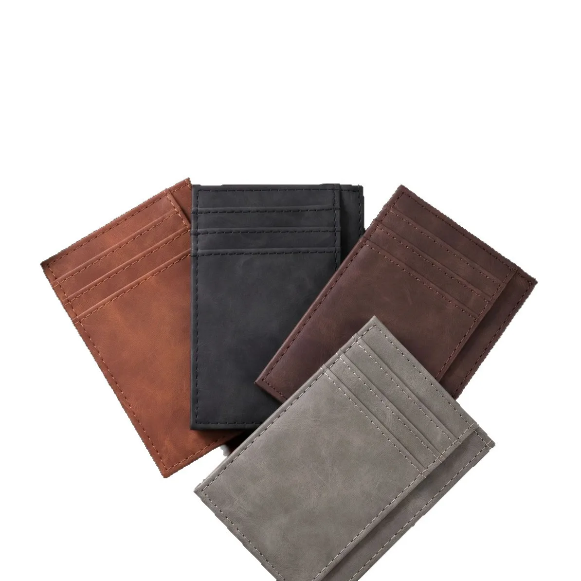 PU Leather Minimalist Card Holder,  Men & Women Multi Slots Slim Front Pocket Credit Card Case for Daily Credit & ID Storage