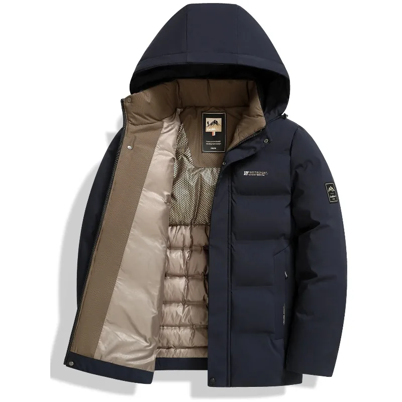 

Thick, Warm, Detachable Hooded Cotton-padded Coat for Men, Suitable for Middle-aged and Elderly Men, Business Casual Jacket.