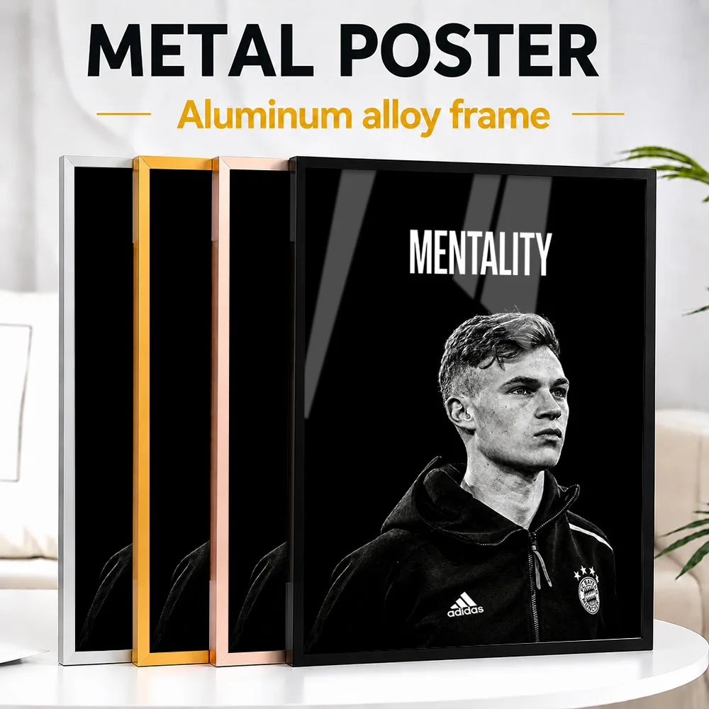 Joshua Kimmich Mentality Inspirational Framed Aluminum Metal Poster Personalized Photo Dynamic Action Style Wall Art For Study