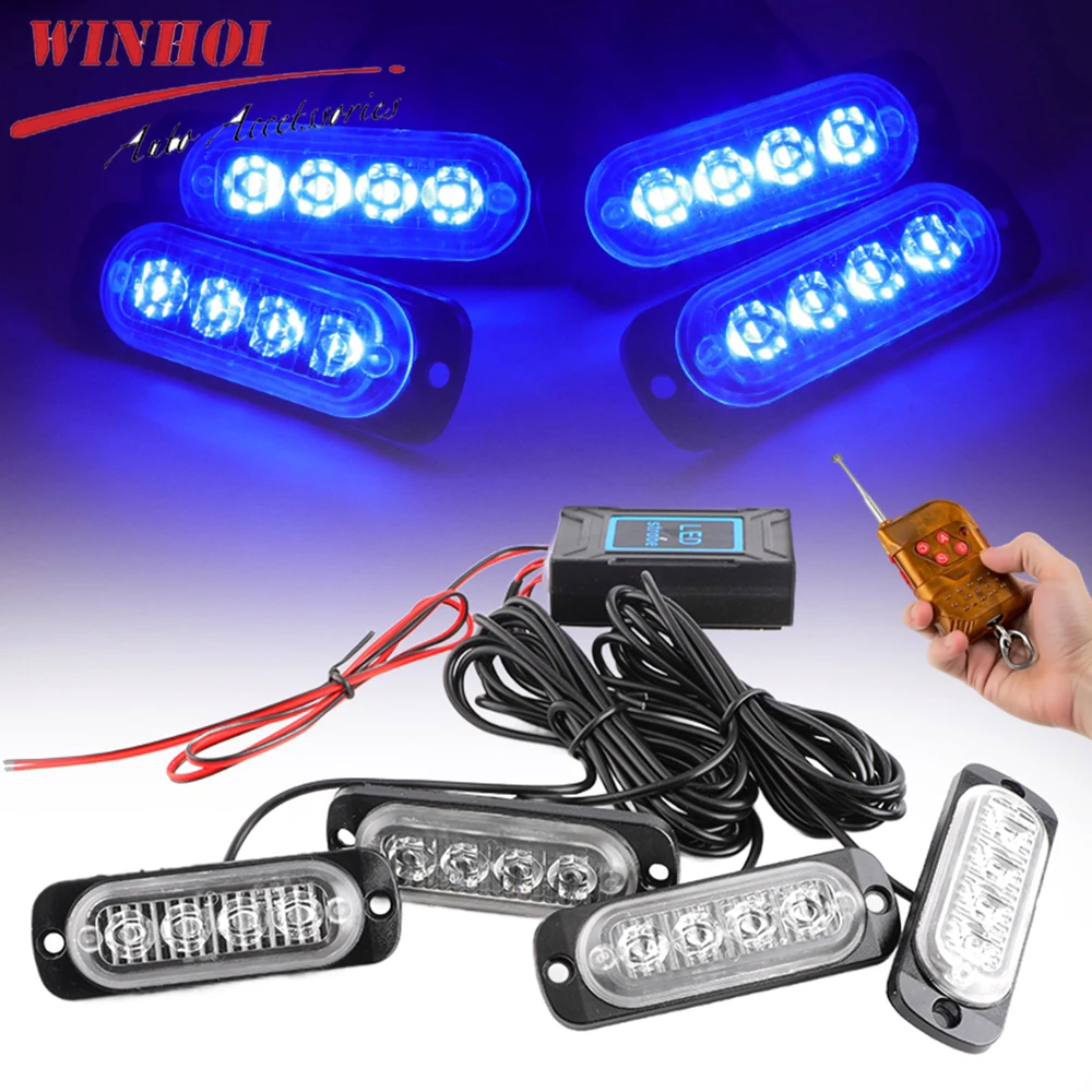 Wireless Grille LED Warning Lights for Car Led Strobe Lights Flashing Warning Beacon 12V -24V Auto Stroboscope for Vehicles Car