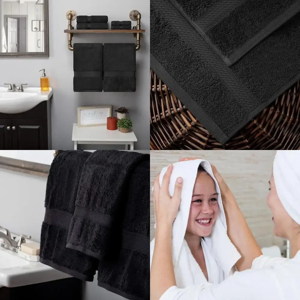 

Набор полотенец из 6 предметов из египетского хлопка для душа и ванной комнаты, роскошные полотенца в ассортименте, 30x55 дюймов