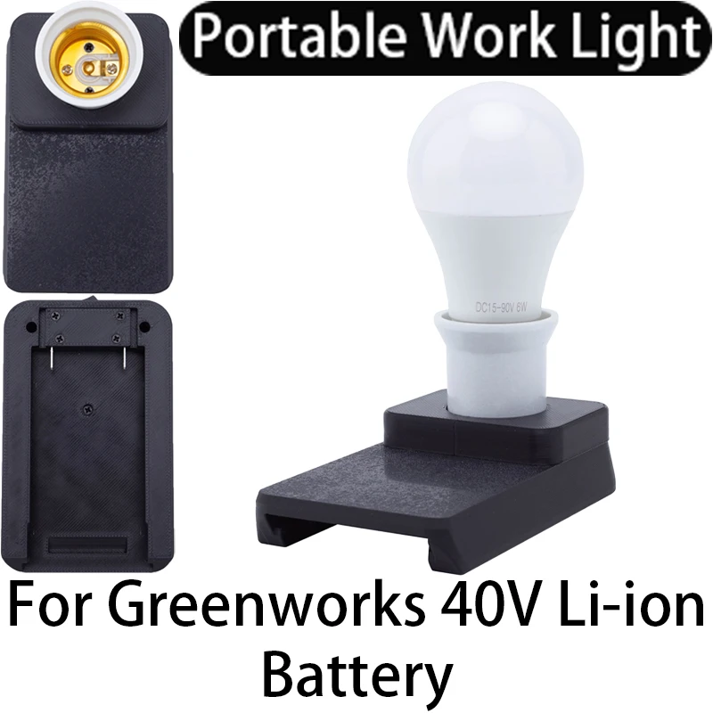 Batería de iones de litio de 40V para Greenworks, Bombilla E27 portátil inalámbrica, lámpara LED para luz de trabajo interior y exterior, nueva