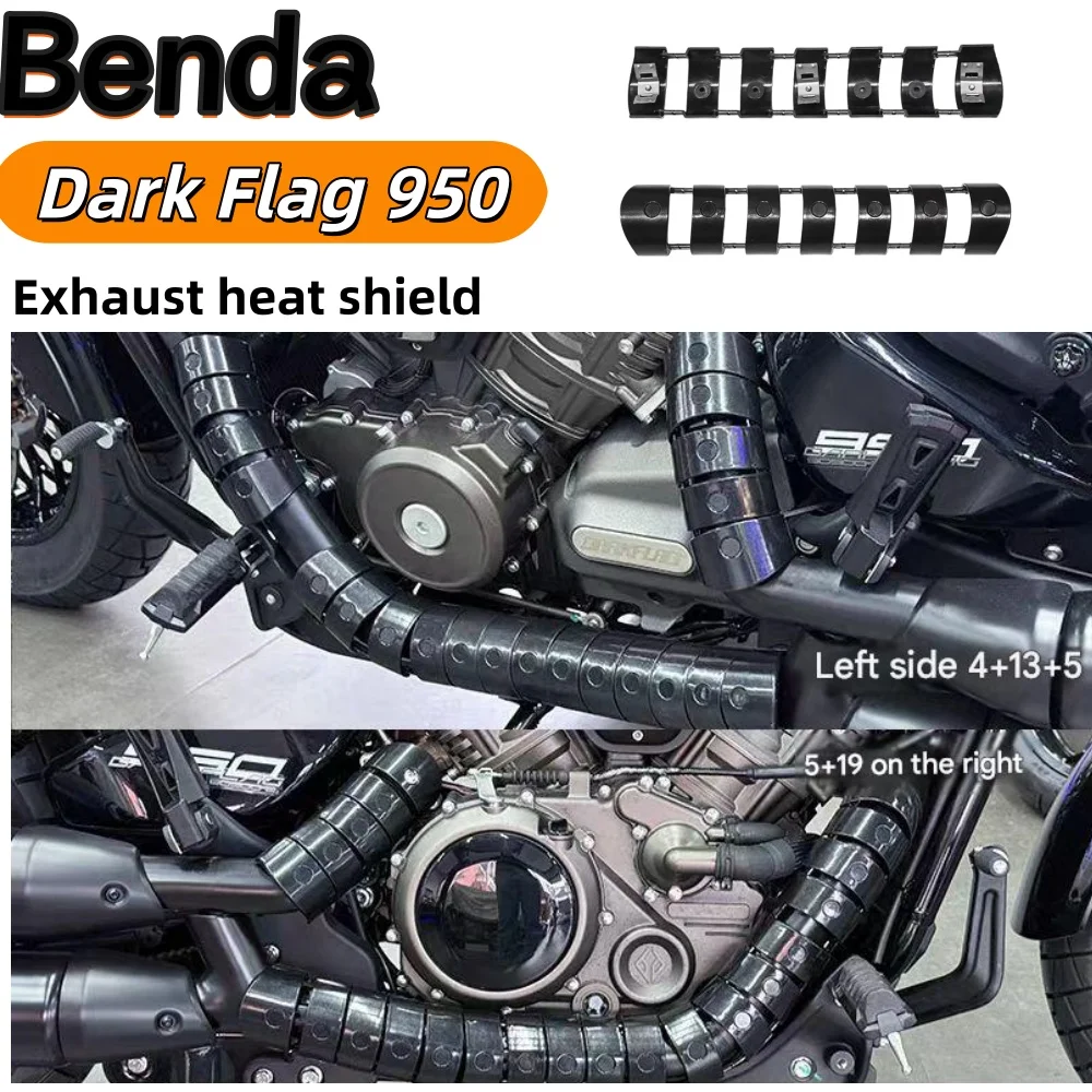 Exhaust heat shield nylon material for Benda Dark Flag 950, modified split heat shield for high temperature insulation.