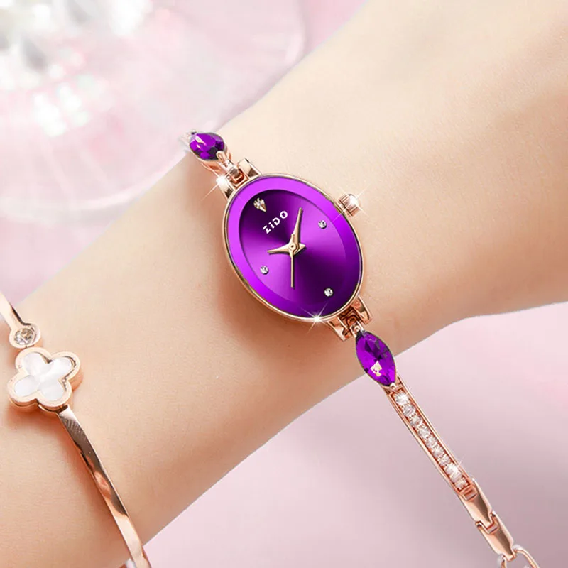 Women Watch Light Luxury Niche Diamond Inlaid Simple Temperament Bracelet Oval Shaped Ladies Fashion Quartz Wristwatch