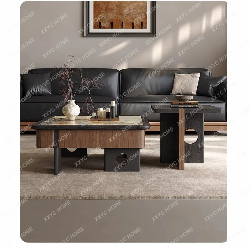 Light luxury minimalist wabi sabi antique living room household microcrystalline stone luxury stone combination coffee table