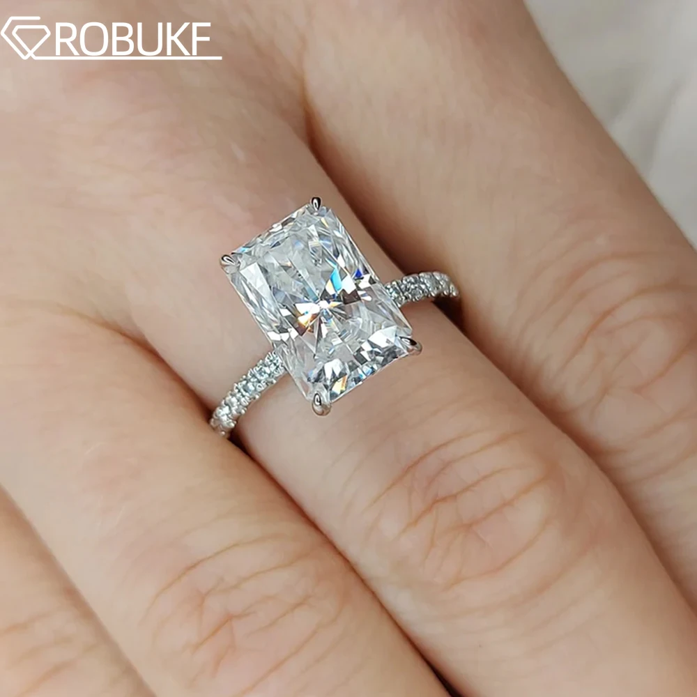 

1-4CT обручальное кольцо с муассанитом сияющей огранки для женщин, выращенное в лаборатории, со скрытым бриллиантом Halo S925, серебро, свадебные украшения, подарки, сертифицированные