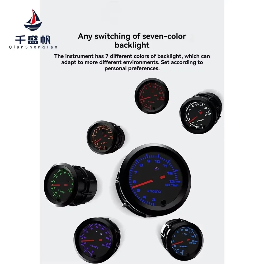 52Mm Do6379 High Speed Stepper Motor 2 Inch 7 Color Adjustable Racing Exhaust Thermometer