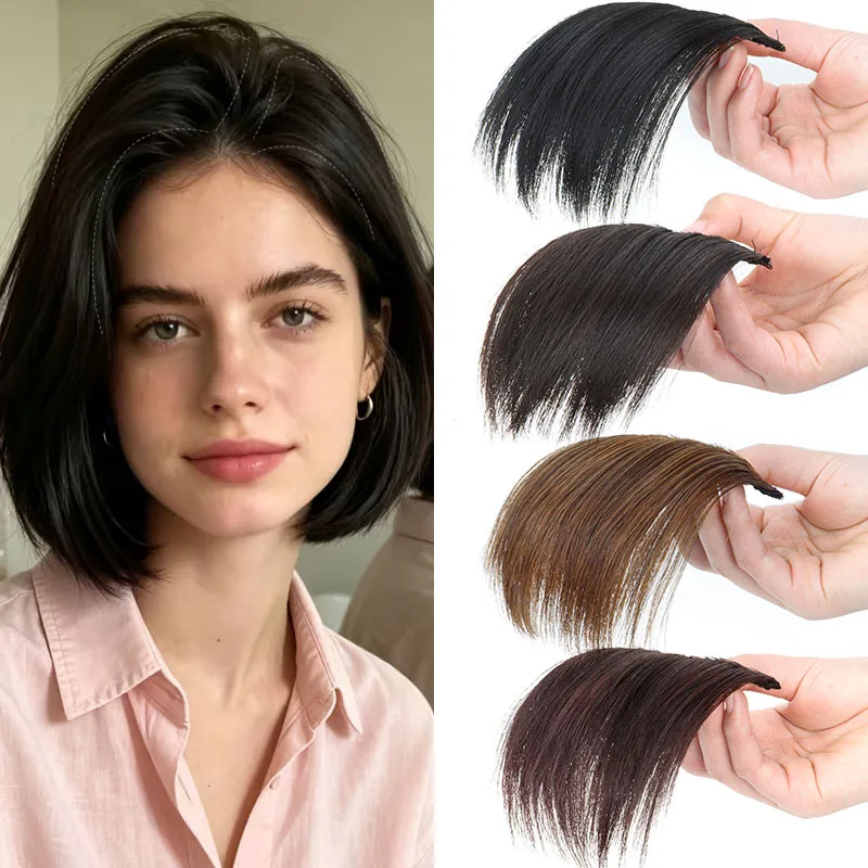 4Inch Synthetic 2pcs Clip-in Hair Extension Topper Hairpiece Lightweight Fake Hair for Women Add Hair Volume Cover Thin Hair