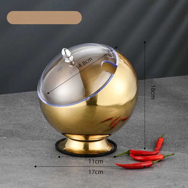 Factory Direct 2026 Stainless steel oblique sauce bowl with lid spherical bowl hot pot buffet seasoning basket bowl jar plate co