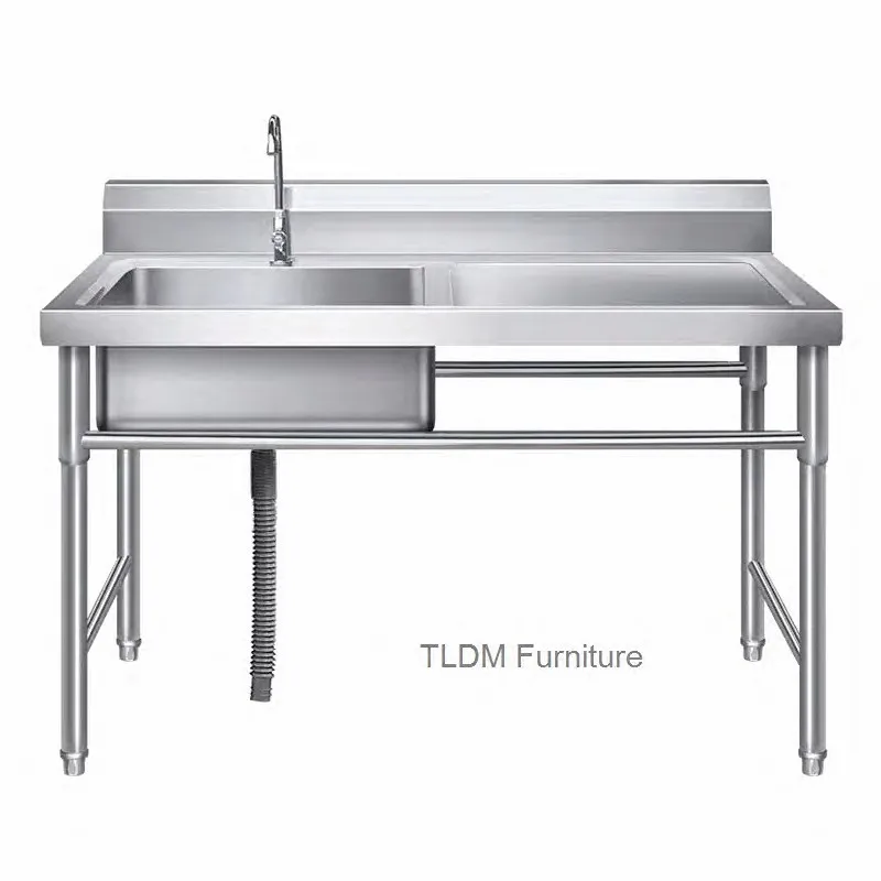 أحواض المطبخ الخارجية التجارية الفولاذ المقاوم للصدأ حوض غسيل الأطباق فندق مقصف الطابق الدائمة الخضار مغسلة أحواض غسيل #4