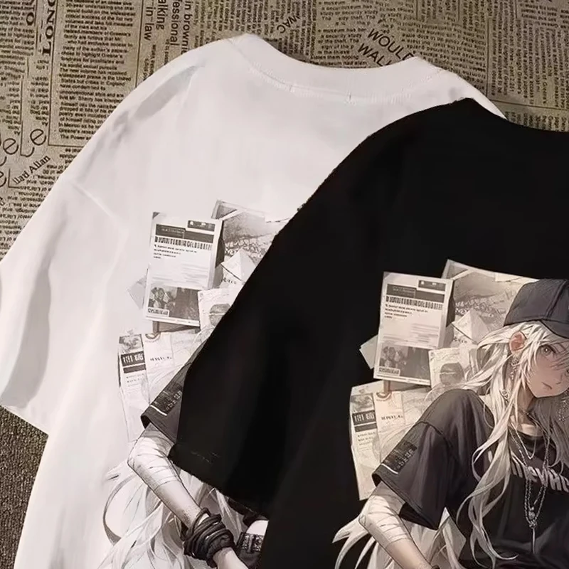 

Women's Oversized Street Print T-Shirt Short Sleeve Harajuku Anime Fashion Y2K Gothic Top for Men And Women