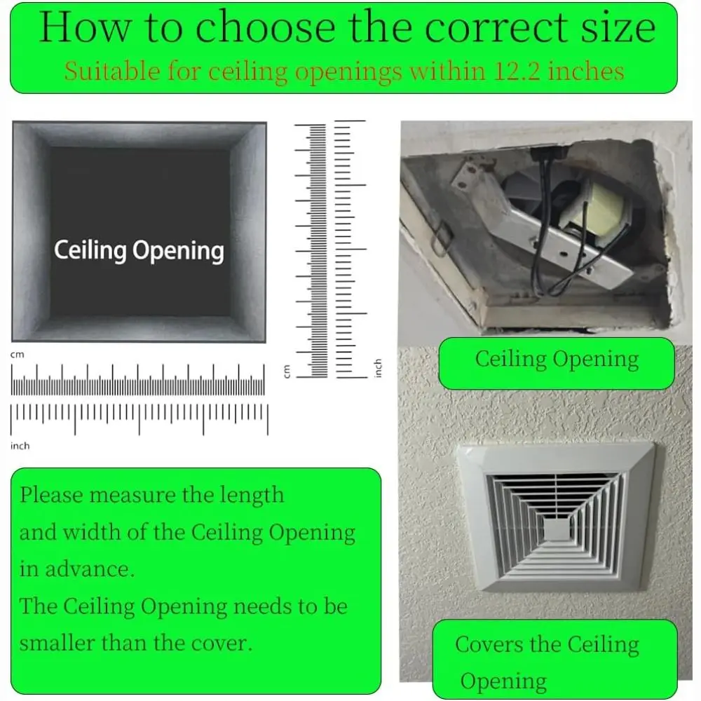New With Spring Exhaust Fan Cover Square White Ceiling Fan Diverter Ventilation Hood Ceiling or Wall
