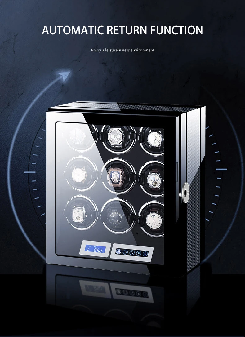 Automatic Watch Winder Safe Box Luxury Brand 6-24 Slot Watches Box with Fingerprint Unlock LCD Touch Screen Wooden Watch Storage