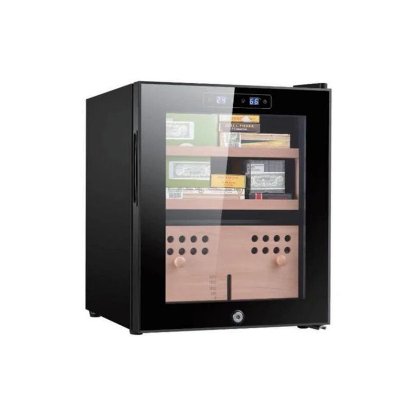 

Electric Glass Door Cigar Humidor Cabinet with Spanish Cedar Lining Mini Installation for Household Use