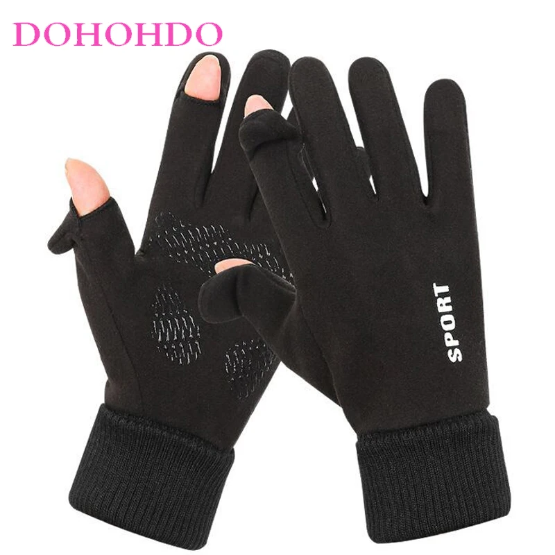 Winter Touch Screen Velvet Gloves Man Self-heating Thick Warm Cycling Driving Cotton Gloves Woman Black Gloves Перчатки Женские