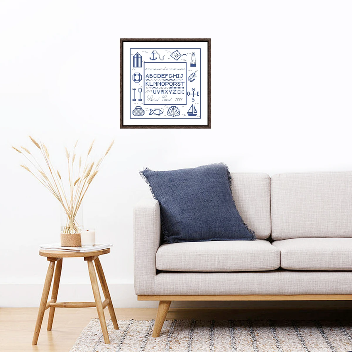 Alphabet of the sea cross stitch package simple color pattern white 18ct 14ct 11ct cloth cotton thread embroider DIY handmade