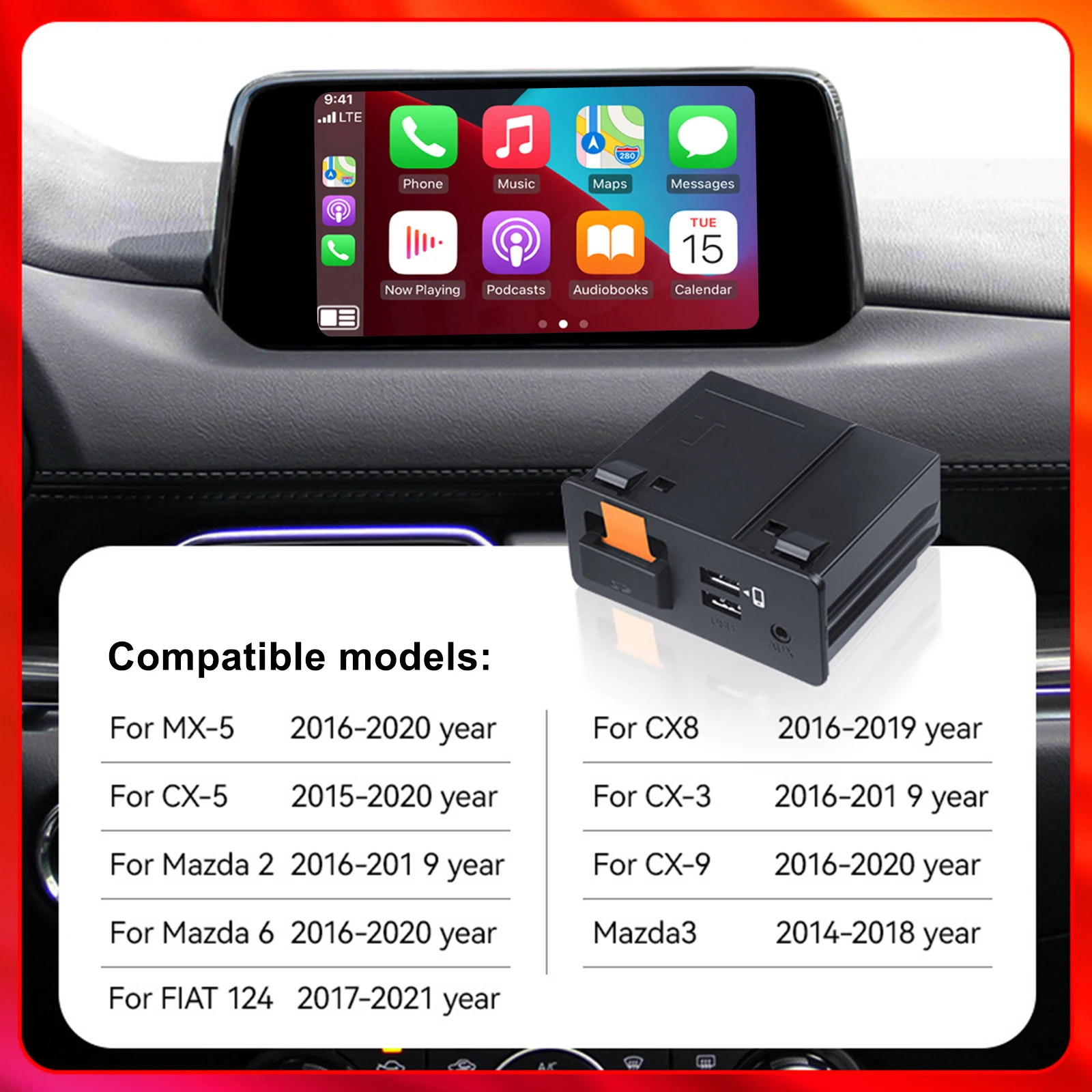 New CarPlay Adapter Android Auto USB Hub OEM for Mazda 3 6 2 CX5 CX3 CX8 CX9 MX5