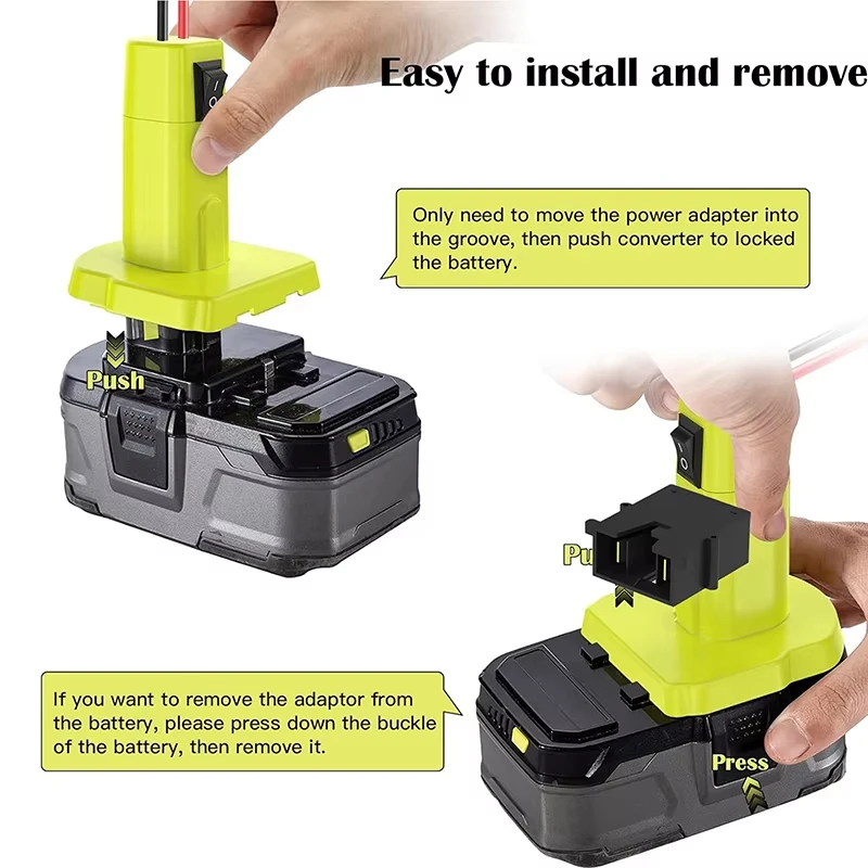 Power Wheels Adapter for Ryobi 18V Battery with Fuse Switch DIY Battery Adapter Connector for Ryobi 18V Nimh/Nicd/Li-ion Battery