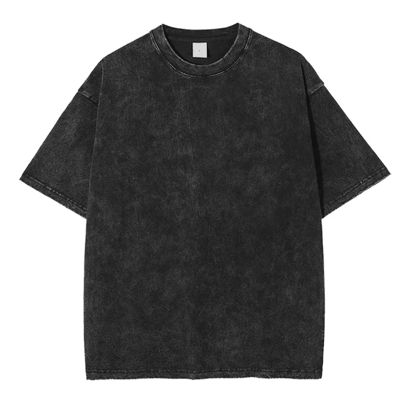Men's Washed Vintage T-Shirts Street Hip Hop Retro Punk T Shirt women Harajuku Casual Cotton Short Sleeve Acid Wash TShirts top image 4