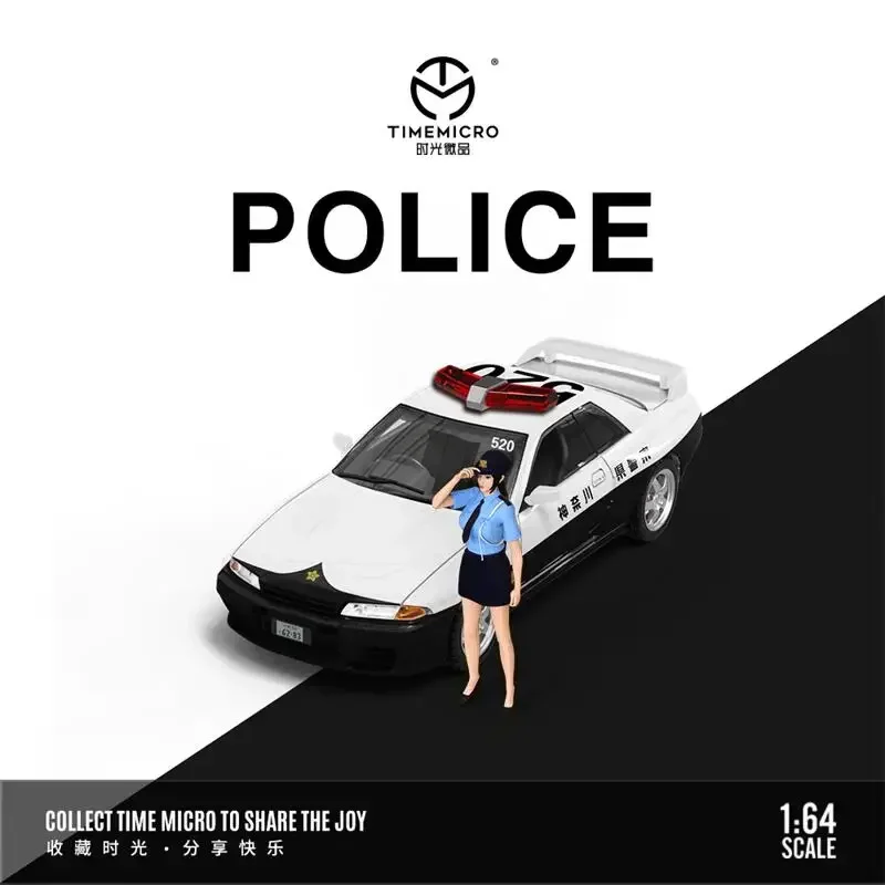 Time Micro 1/64 R32 Police Opening Hood Simulation/EVO 9 LANCER EVOLUTION Silver Alloy Vehicle Collectible Car Model