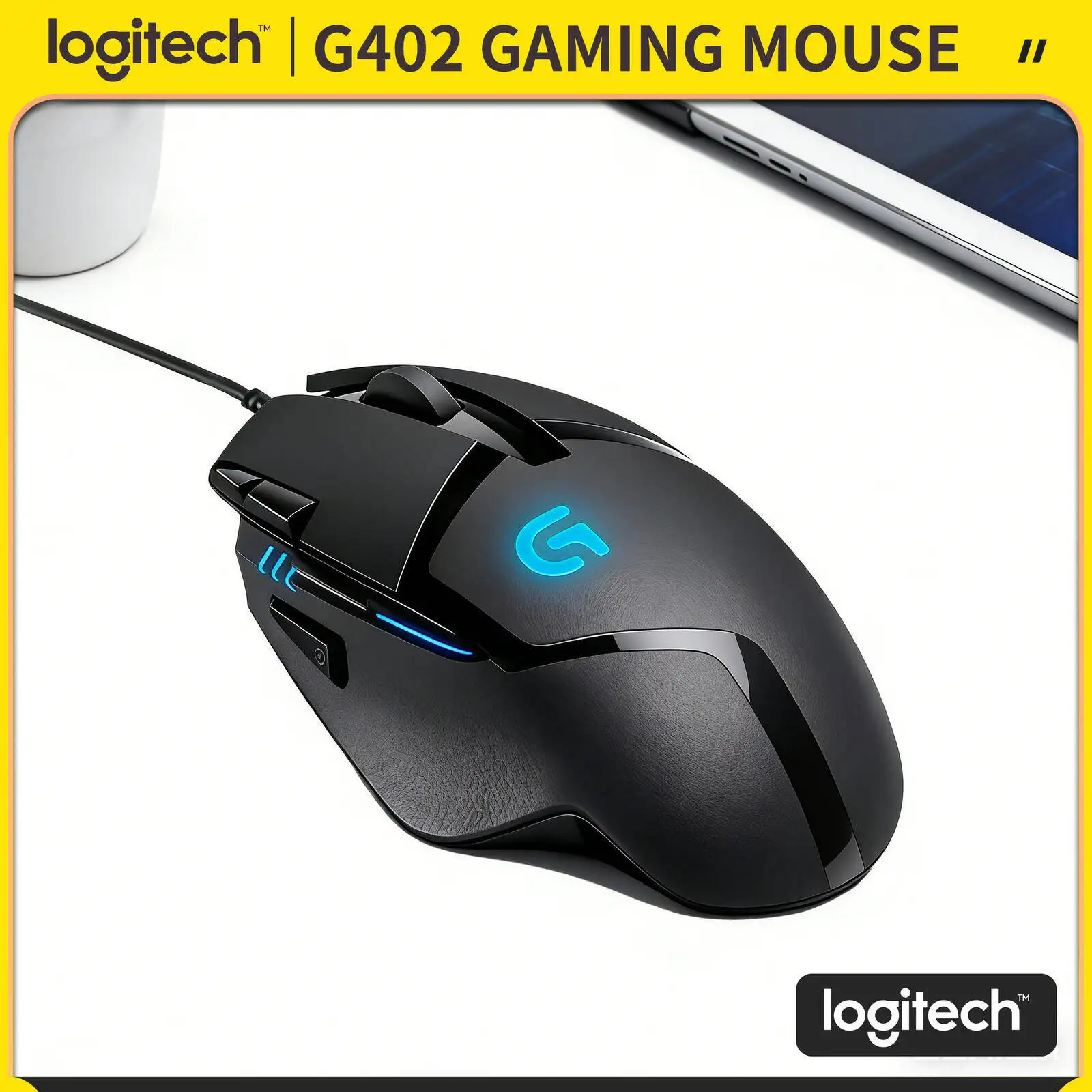 

Logitech G402 Hyperion Fury Gaming Mouse 500 IPS Speed 8 Buttons 4 DPI Settings 20M Clicks Ergonomic Grip