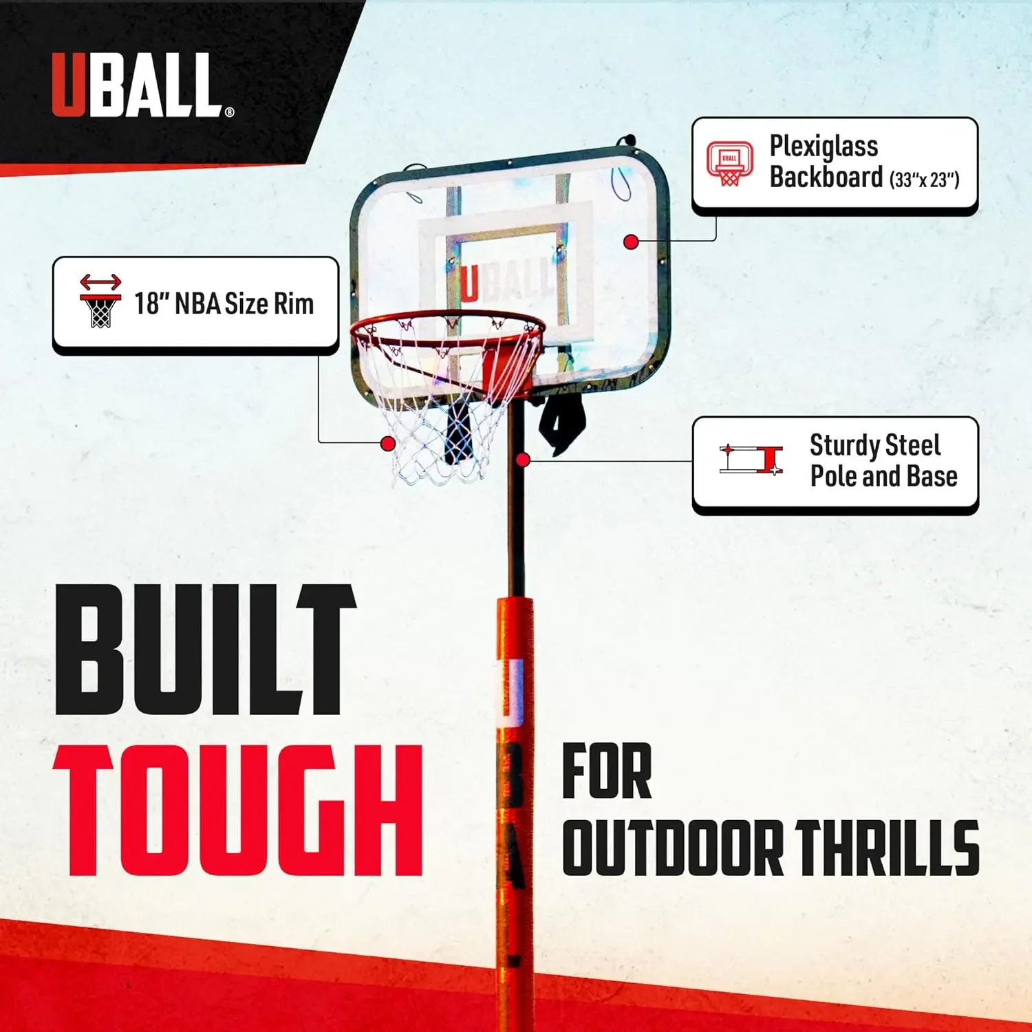 Ultra Portable Outdoor Basketball Hoop | Play at Beach, Grass, Tailgate | Setup in Minutes | Height Adjustable with