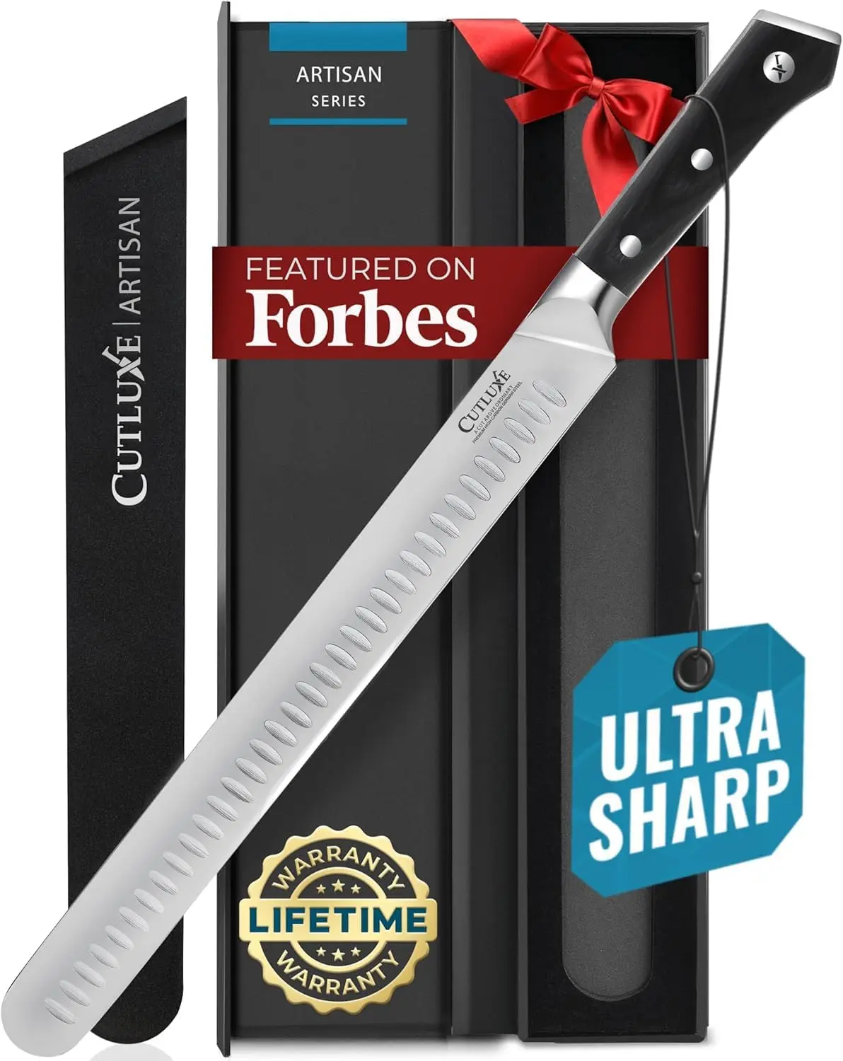 

12-дюймовый нож для резьбы и нарезки мяса и барбекю — острая немецкая сталь, ножны в комплекте, эргономичная ручка