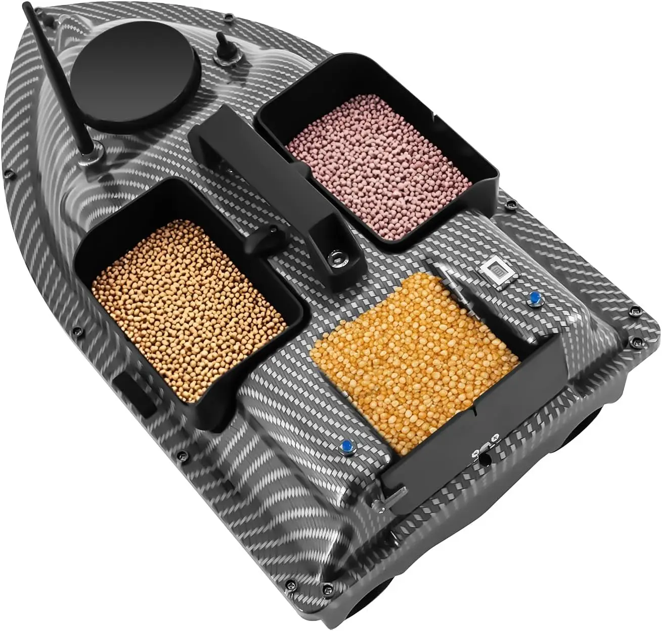GPS-Enabled Fishing Bait Boat with 500m Remote Control, 4.4lbs Payload Capacity, Dual Battery & Motor System for Long-Range Bait Release (Gray, 5200mAh, No Light Strip)