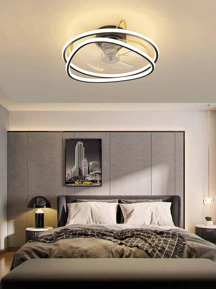 Multifunctional fan lamp ceiling fan lamp creative bedroom dining room chandelier shaped integrated fan lamp