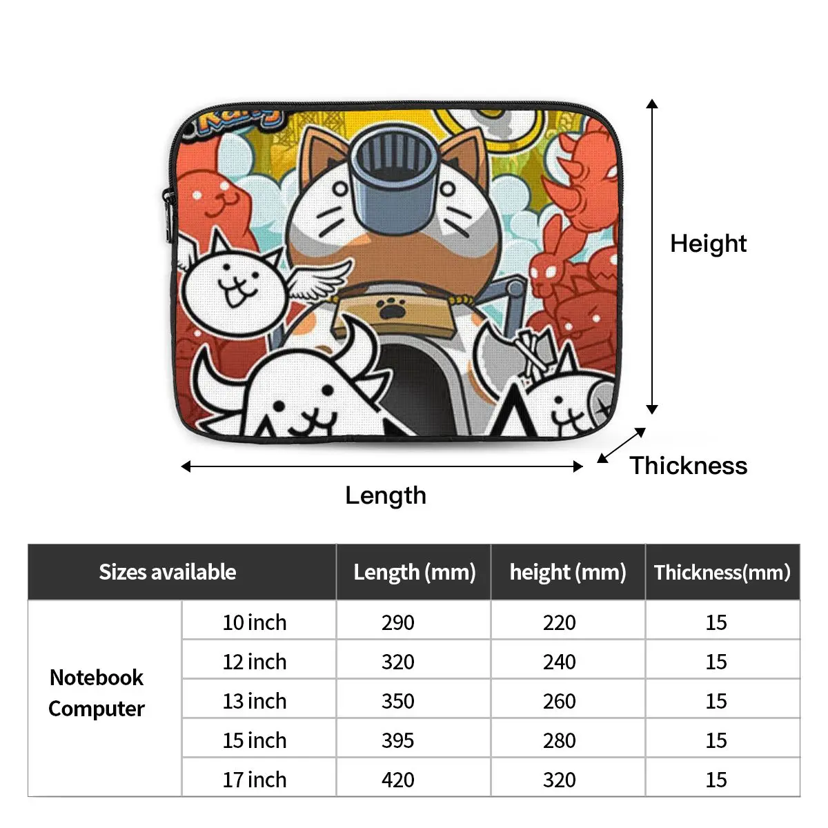 Battle Cats Notebook Laptop Bag Case Pouch 10 12 13 15 17 Inch For Macbook Air Pro Tablet Shockproof Case Bag