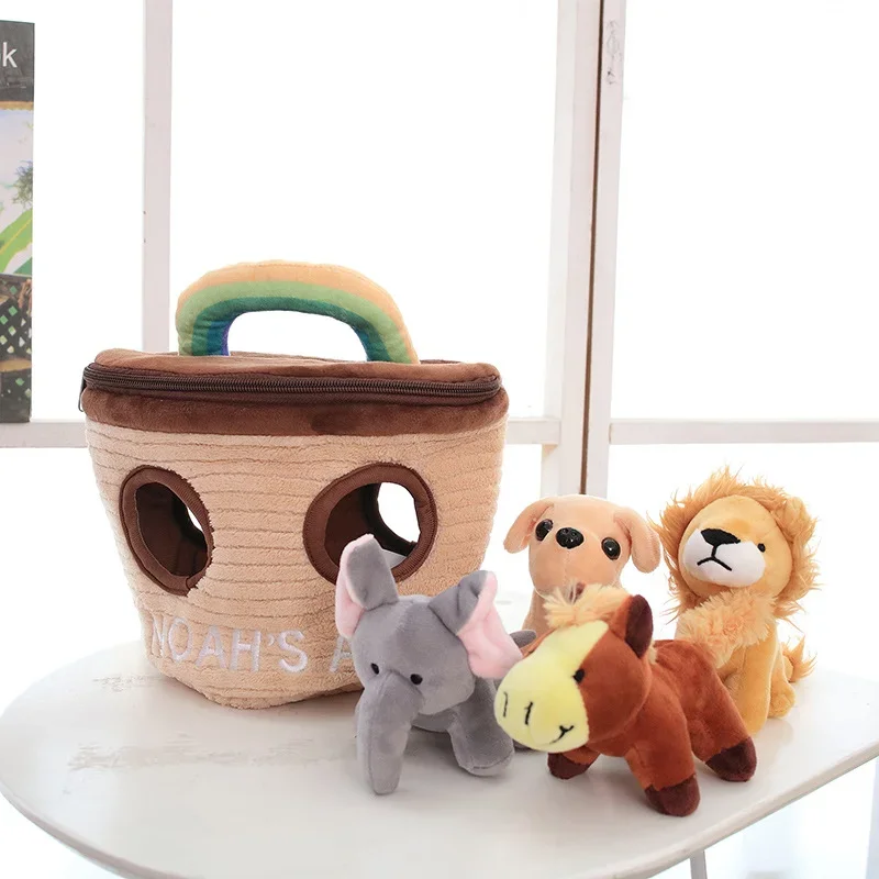 Noah's Ark Play House Plush Animals Sound Toys With Carrier Animal Stuffed Toy Kids Education Soft Plush Toy Toddler Baby Gift