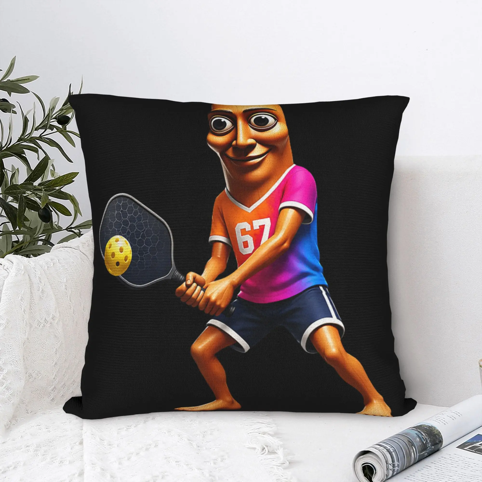 Tung Sahur Brainrot Pickleball Funny Meme Pillow Case  Morden Pillow Cover Soft Pillowcases For Sofa Couch Bed Living Room