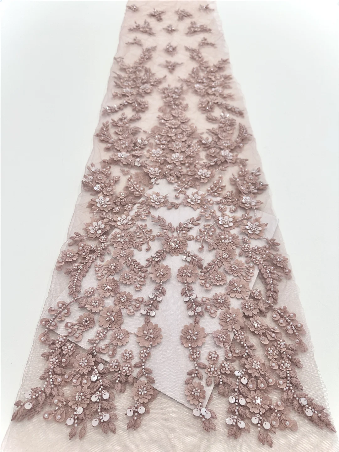 High Quality African Lace Fabric 2025 Beads d French Net Sequins Fabric Sewing Embroidered Tulle Nigerian Lace Fabric 5YardsSHIT