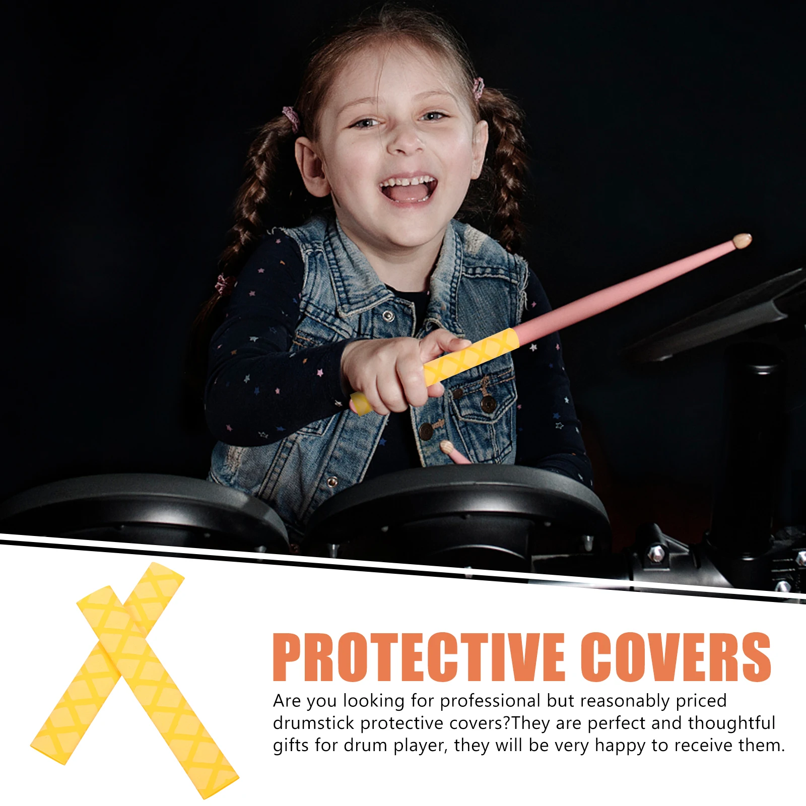 

2pcs Anti Slip Drumstick Protectors Heat Shrinkable Reusable Drum Stick Covers Skid Proof Sleeves For Practice Durable Comfort