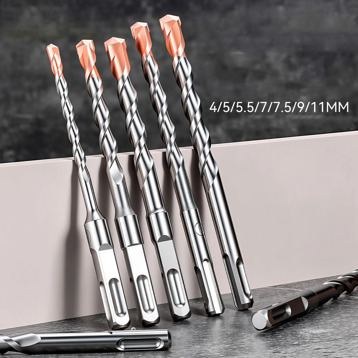 2Pcs SDS Plus Drill Bit Tungsten Carbide Tip Square Round Shank For Concrete Masonry Brick Wall Rotary Hammer Drilling