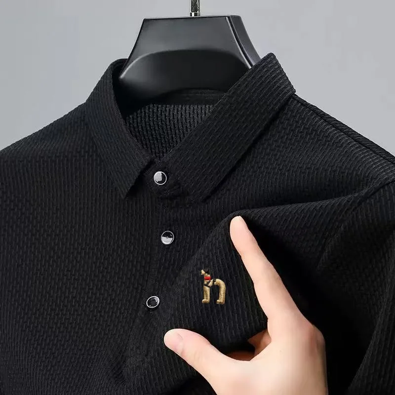 Summer Fashion New Ice Silk Fabric Comfortable Polo Shirt Personalized Men's Classic Dog Embroidery Hot Selling Short Sleeve Top