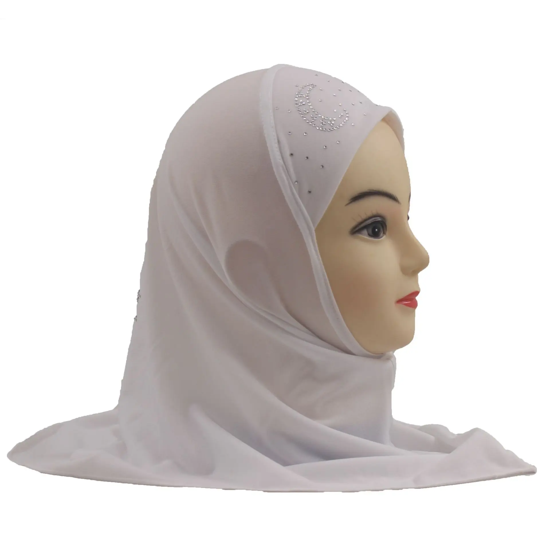 Muslim Jersey Hijab Cute Scarf Amira Turban Moon Star Small Child Headscarf Head Wrap Shawls Niqab Pull On Hat 2-6Year Kids Girl